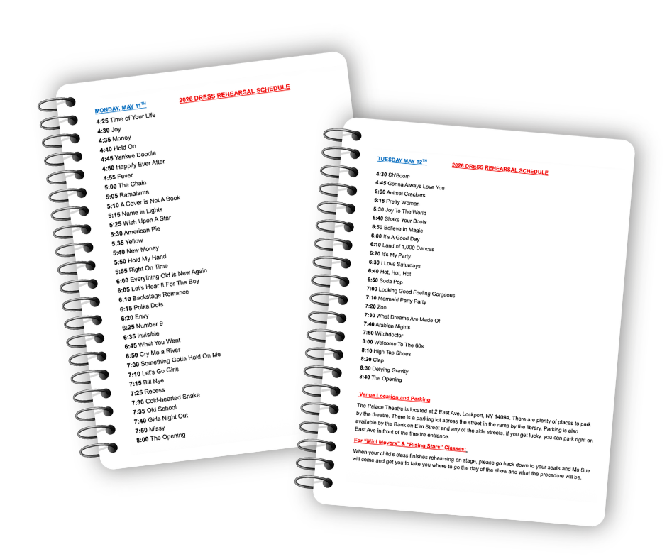 KKDC Dress Rehearsal Schedule